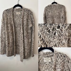 lucky brand woven tan cardigan